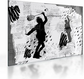 Sklenený obraz - Street art - rozruch (70x50 cm)