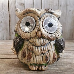 KERAMICKÁ SOVA SOLÁR LED SVIETIACE OČI 12,5x8,5x13CM