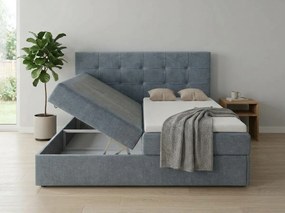 Čalúnená posteľ boxspring DIRELIS TRINITY 140x200 cm sivá Matrac: Bonell pružinová matrac