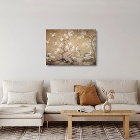 Sklenený obraz - Kreslená japonská krajina (70x50 cm)