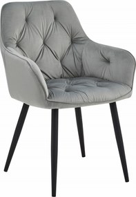 Jedálenská stolička zamatová JORK, svetlosivá