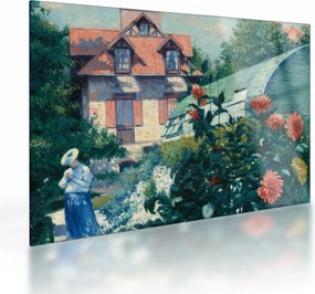 Sklenený obraz - Gustave Caillebotte, Dahlias, Garden at Petit Gennevilliers, reprodukcia (70x50 cm)