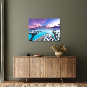 Sklenený obraz - Modrá lagúna na Islande (70x50 cm)