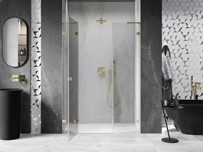 Mexen Lunar L, ľavé otočné sprchové dvere 155 cm, číre sklo, zlatý profil, 834SL-155-050-50-00-L