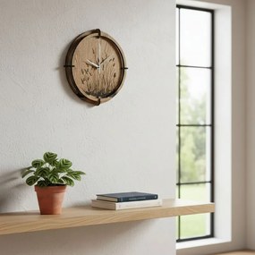 Drevené nástenné hodiny do obývačky prírodný dizajn | SENTOP HDF0587-OAK