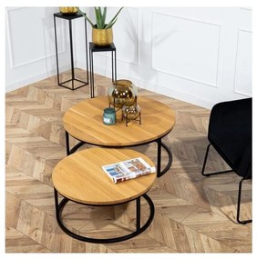 SADA 2x Konferenčný stolík OAKLOFT 38x90 cm čierna/dub