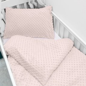 Biante Detské posteľné obliečky do postieľky Minky 3D bodky MKP-010 Púdrovo béžové Do postieľky 90x130 a 40x60 cm