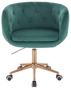LuxuryForm DESIGN Kreslo MONTANA VELUR na zlaté podstave s kolieskami - zelené