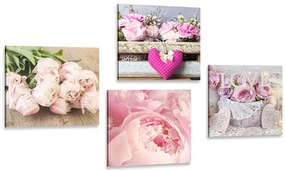Set obrazov kvety vo vintage štýle Varianta: 4x 60x60