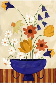 Plagát 30x40 cm Colourful Bunch in Blue Vase – Frankie Penwill – The Poster Club
