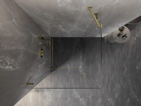 Mexen Lunar-B, výklopný sprchový kút ľavý 100 x 100 cm, 8mm číre sklo, zlatý kartáčovaný - 832-100-100-55-00-L