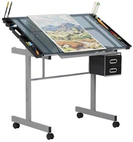 Rysovací stôl so sklopnou sklenenou doskou