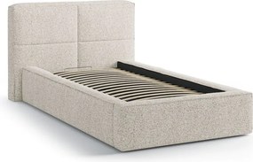 Béžová čalúnená jednolôžková posteľ s úložným priestorom s roštom 90x200 cm Darren – Micadoni