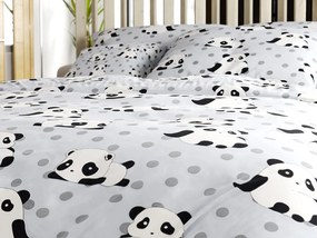 Obliečky z mikrovlákna PANDA sivé Rozmer obliečky: 70 x 90 cm | 140 x 200 cm