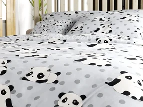 Obliečky z mikrovlákna PANDA sivé Rozmer obliečky: 2 ks 70 x 90 cm | 200 x 220 cm