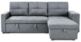 Univerzálna rohová rozkladacia sedacia súprava Catini PORTIVA s úložným priestorom a USB sivá