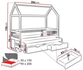 Detská posteľ 90 cm Kerlox (biela) (s roštom) (s úl. priestorom). Vlastná spoľahlivá doprava až k Vám domov. 1103331