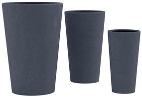 Sada 3 ks kvetináčov 3 round - antracitová
