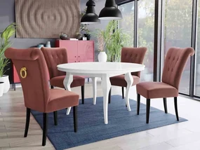 Stôl Julia FI 120 so 4 stoličkami ST65, Farby: čierny, Farby: zlatý, Farby:: biely lesk, Potah: Magic Velvet 2258