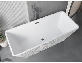 Mexen Tava, voľne stojaca ryhovaná vaňa 170 x 75 cm, biela lesklá, grafitový prepad, 52851707500-95