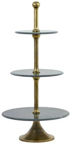 3 poschodový etažér so zelenými mramorovými táckami Vermentino - Ø 51*100 cm