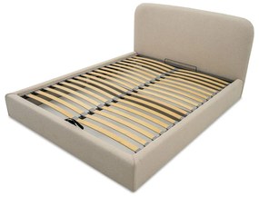Béžová čalúnená dvojlôžková posteľ s úložným priestorom s roštom 140x190 cm Sea – Scandic