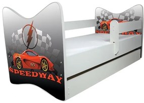 Detská posteľ " Speedway " deluxe, Rozmer 140x70 cm, Farba biela, Matrace kokos pena pohánka 8,5 cm