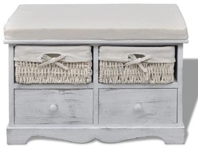 vidaXL Úložná lavica, biela 62x33x42 cm, drevo paulovnie