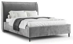 Sivá čalúnená dvojlôžková posteľ s úložným priestorom s roštom 140x200 cm Shell – Maison de Rêve