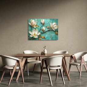 Sklenený obraz - 3D magnólia (70x50 cm)