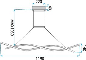 Toolight Toolight, LED závesné osvetlenie 120cm, 46W, 3000K, 2000lm, LHJ020-CP, čierna, OSW-50046