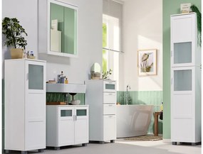 Livarno®  Skrinka pod umývadlo + Vysoká skrinka do kúpeľne + Skrinka so zrkadlom + Skrinka do kúpeľne + Kúpeľňová skrinka Basel  (800011143)