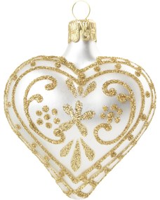 Bella Rose Sklenená vianočná ozdoba Srdce Biela Mat