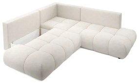 Rozkladacia rohová čalúnená sedacia súprava ALMADA do tvaru L s úložným priestorom, ľavé prevedenie, béžová