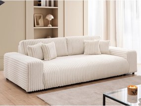 Krémová menčestrová rozkladacia/s úložným priestorom pohovka 260 cm Justin – Ropez