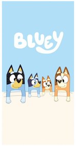 Bavlnená plážová osuška Bluey – motív Rodinka v peliešku - 100% bavlna - 70 x 140 cm