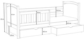 Detská posteľ z masívu borovice NOEL so šuplíkmi - 200x90 cm - BIELA