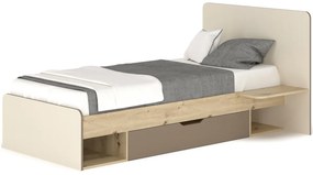 Jednolôžková posteľ s roštom Loros 90 90x200 cm - dub artisan / latte / champagne