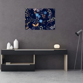 Sklenený obraz - Jesenné kvety (70x50 cm)