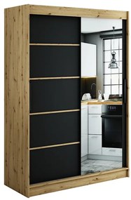 Skriňa Halifax V2 150 Dub Artisan/čierna/Zrkadlo