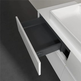 VILLEROY &amp; BOCH Collaro závesná skrinka pod umývadlo na dosku (umývadlo v strede), 4 zásuvky, 1200 x 500 x 548 mm, Glossy White, C08700DH