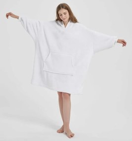 Deka s rukávmi HOODIE biela