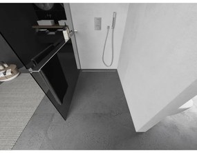 Mexen Kioto+, sprchová zástena s poličkou a držiakom na uteráky 80 x 200 cm, 8mm šedé sklo, chrómový profil, 800-080-121-01-40