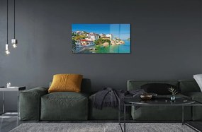 Sklenený obraz Grécko stavieb pobrežie morská 100x50 cm