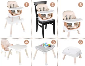 Stolička na kŕmenie Set 6v1 ZA4142 – béžová