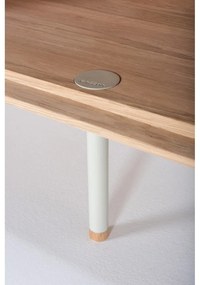 Nízka komoda z dubového dreva v bielo-prírodnej farbe 118x100 cm Fina – Gazzda