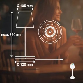 Briloner 7517016 - LED RGB stmievateľná stolová lampa CILANO 3W/5V IP44 2000 mAh biela