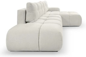 Rozkladacia rohová čalúnená sedacia súprava s úložným priestorom v tvare L ALMADA, pravé prevedenie, béžová