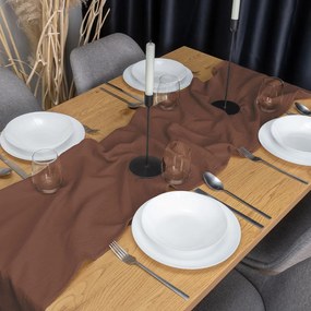 Biante Mušelínový behúň na stôl MSN-075 Hnedý 20x140 cm