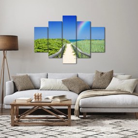 Obraz - Krajina a dúha (150x105 cm)